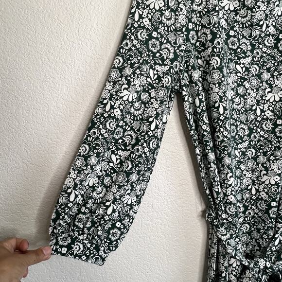 Boden Kelly Green White Ditsy Floral Belted Dress Knee length Size 8 Career Y23 - Picture 5 of 11
